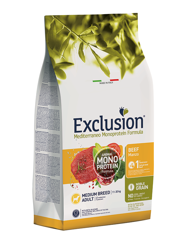 Alimento secco Exclusion Noble Grain Manzo 12 kg per cani adulti di taglia media Alimento secco Exclusion Noble Grain Manzo 12 kg per cani adulti di taglia media